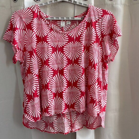 Joie Tops - Joie Womens Top Plus Size 3X Red Floral 100%‎ Linen Beach Lagenlook Boho 18498
